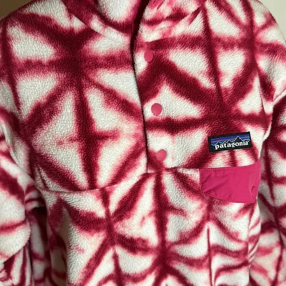 Patagonia sz M shibori style tie dye pink RARE great pre owned cond Synchilla - Picture 2 of 6